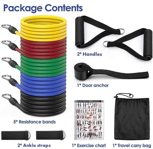MCP Portable Fitness Exercise Bands with Handles,Home Workout and Gym Fitness (11 Pcs)